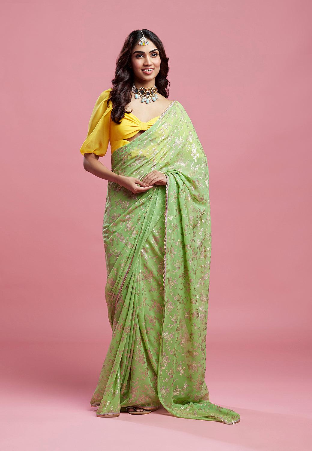 Lime Barfi Saree - QUERATED