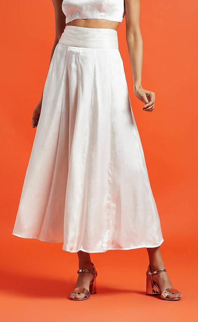 Mae Oyster White Flared Skirt - QUERATED