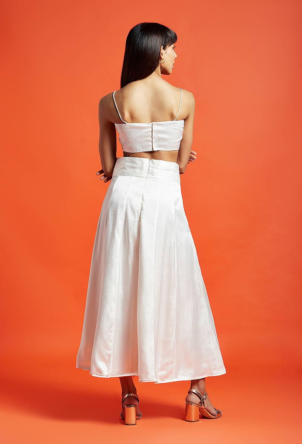 Mae Oyster White Flared Skirt - QUERATED