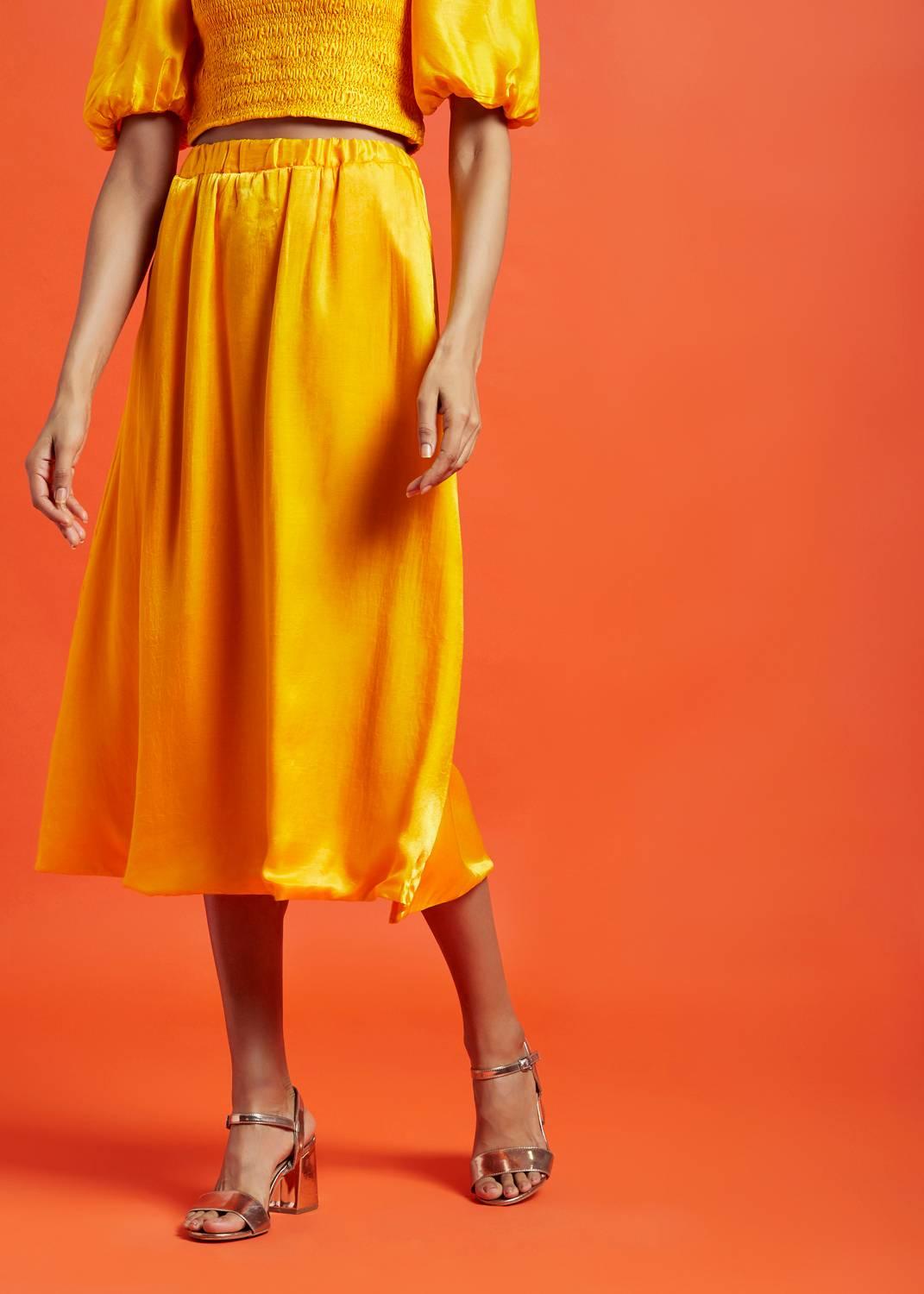 Tatiana Spicy Mustard Midi Skirt - QUERATED