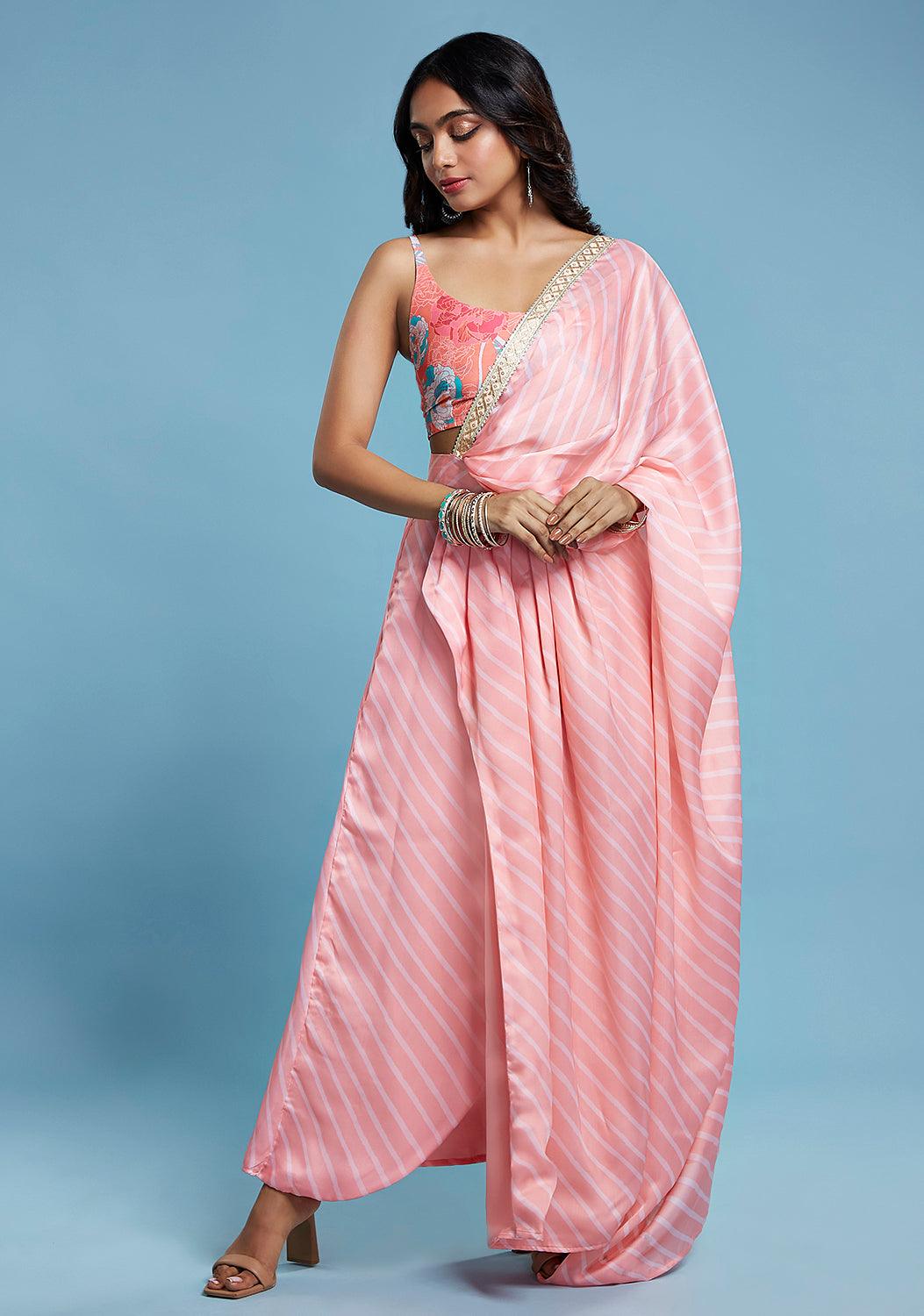 Leheriya Pre-Draped Saree Set - QUERATED