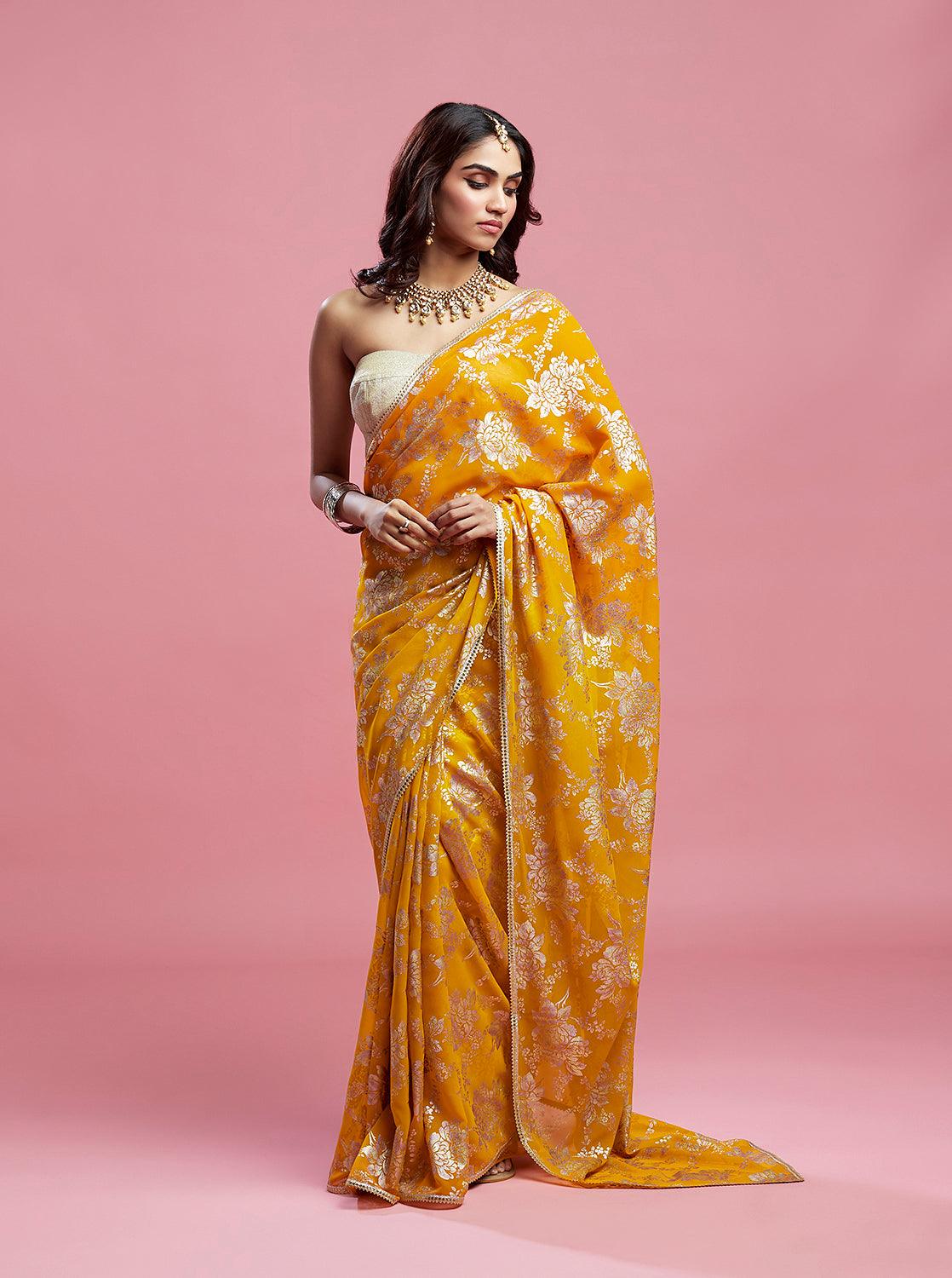 Mustard Barfi Saree - QUERATED