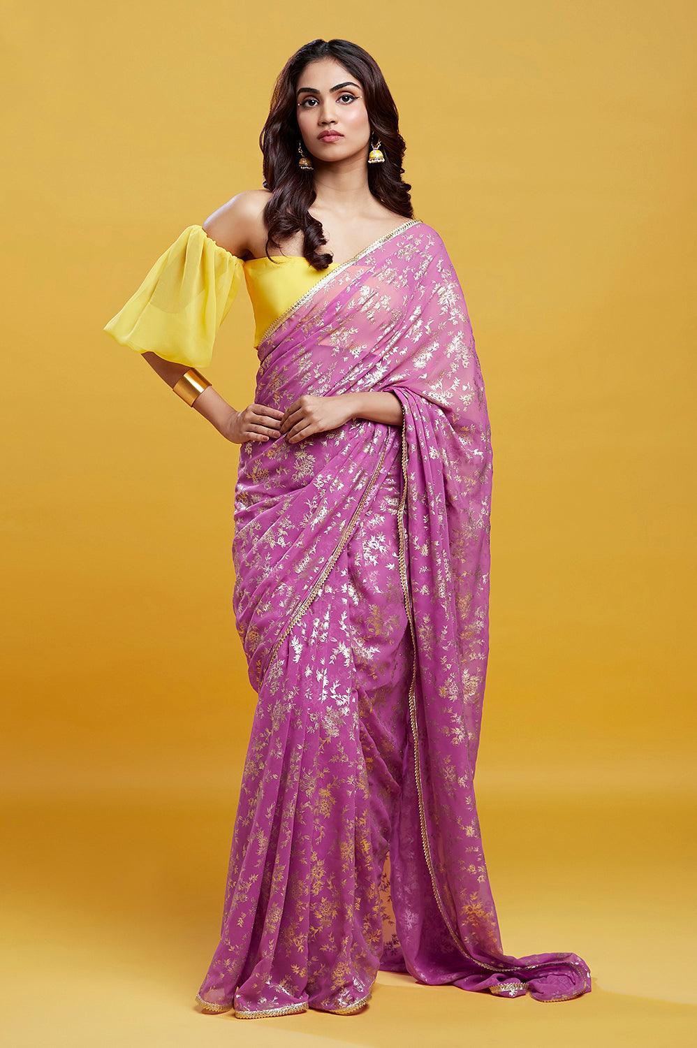 Purple Barfi Saree - QUERATED