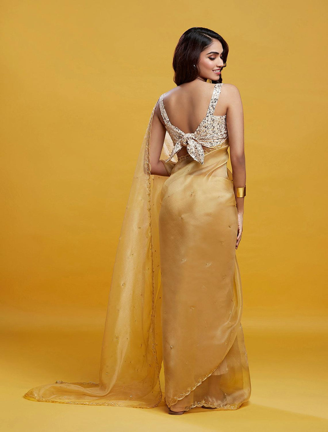 Gold Organza Saree