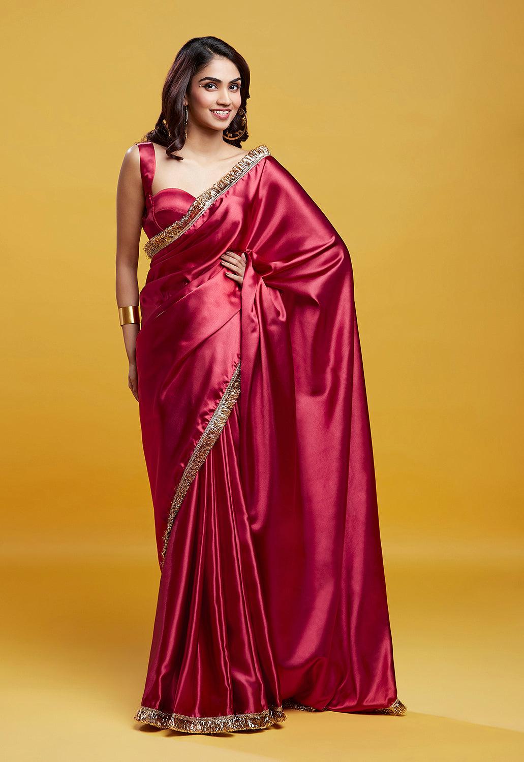 Red Cocktail Saree - QUERATED