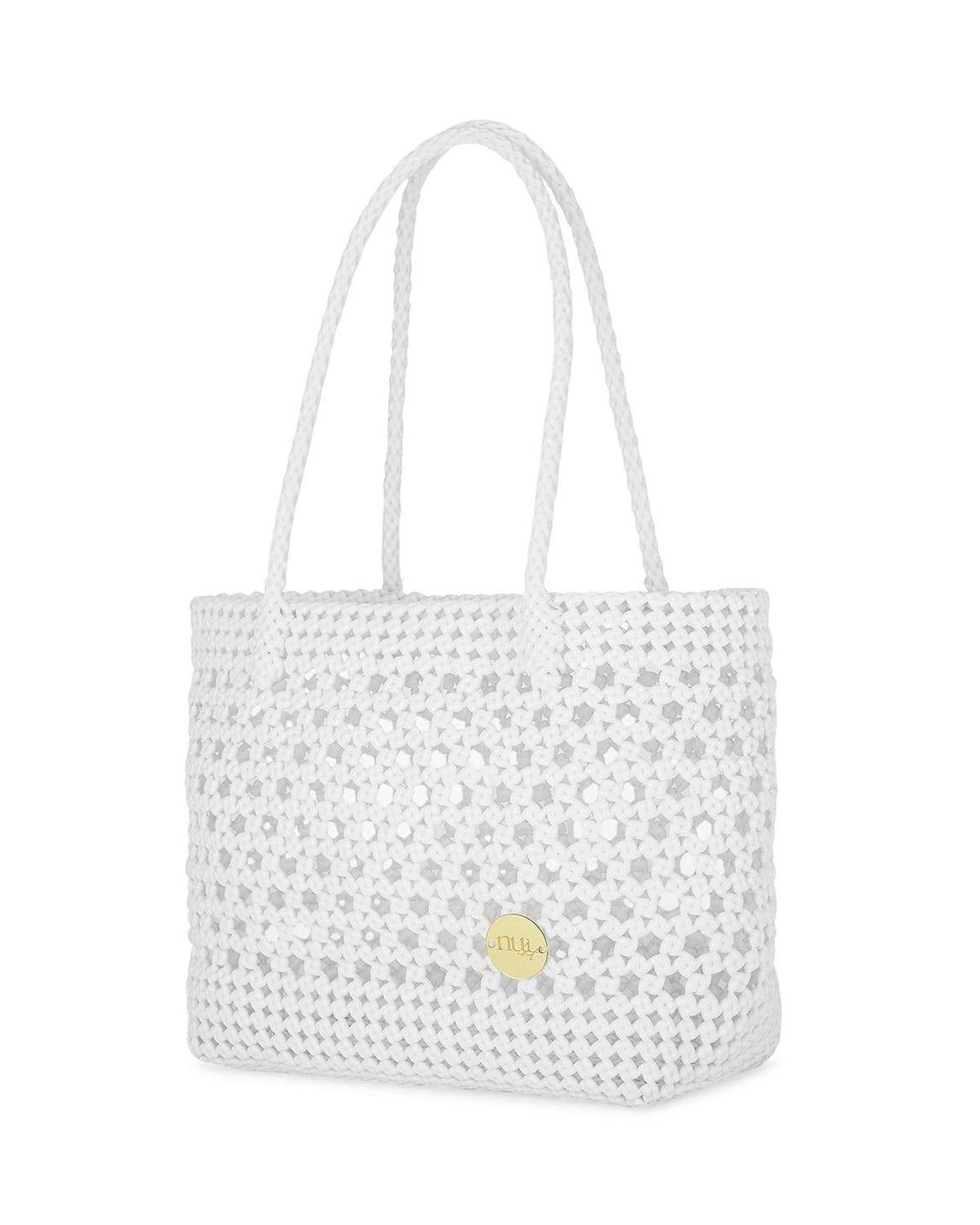 Amelia White Straw Basket Bag