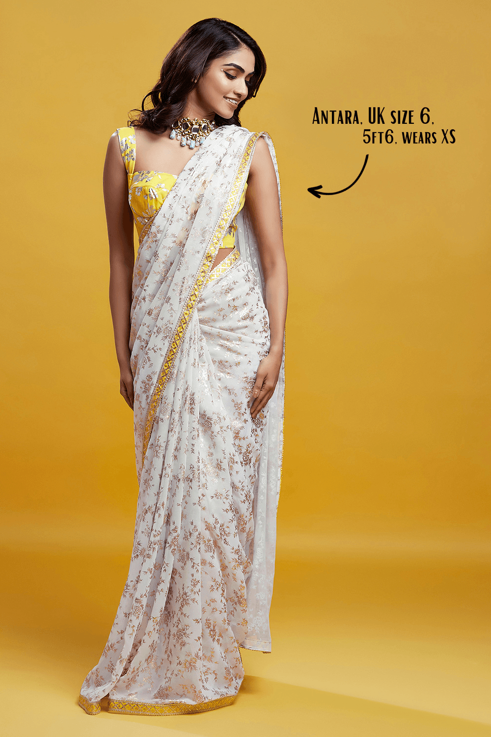 White & Gold Barfi Saree - QUERATED