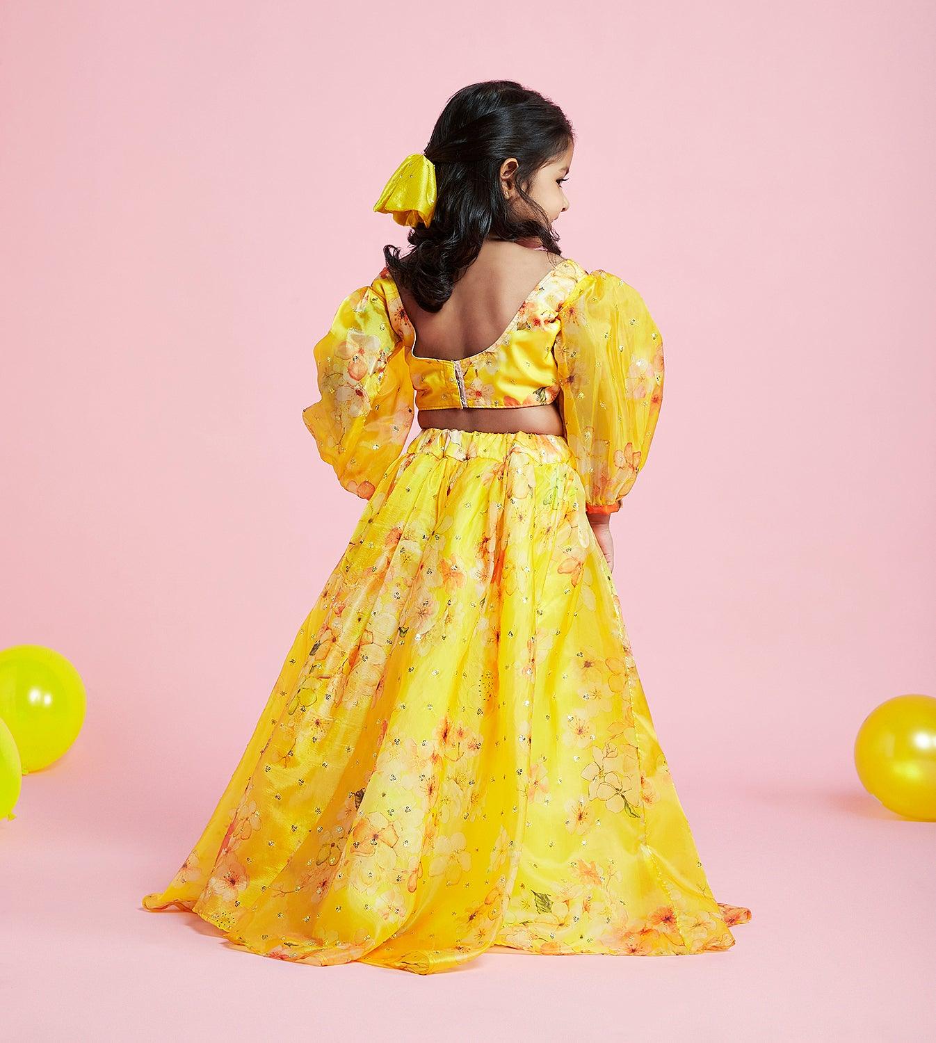 Mini Ananya Floral Lehenga Set - QUERATED