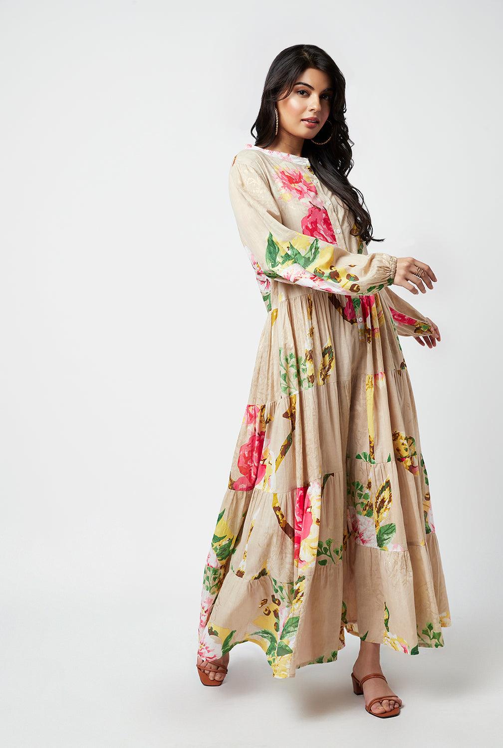 Victoria Printed Cotton Maxi Dress - QUERATED