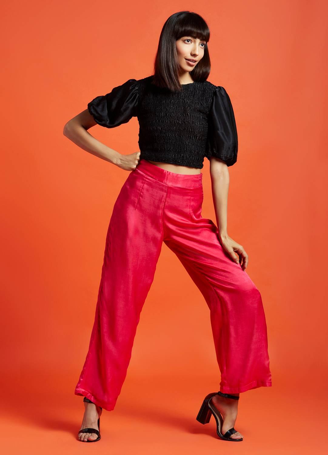 Gloria Fuchsia Pink Wide Leg Pants - QUERATED