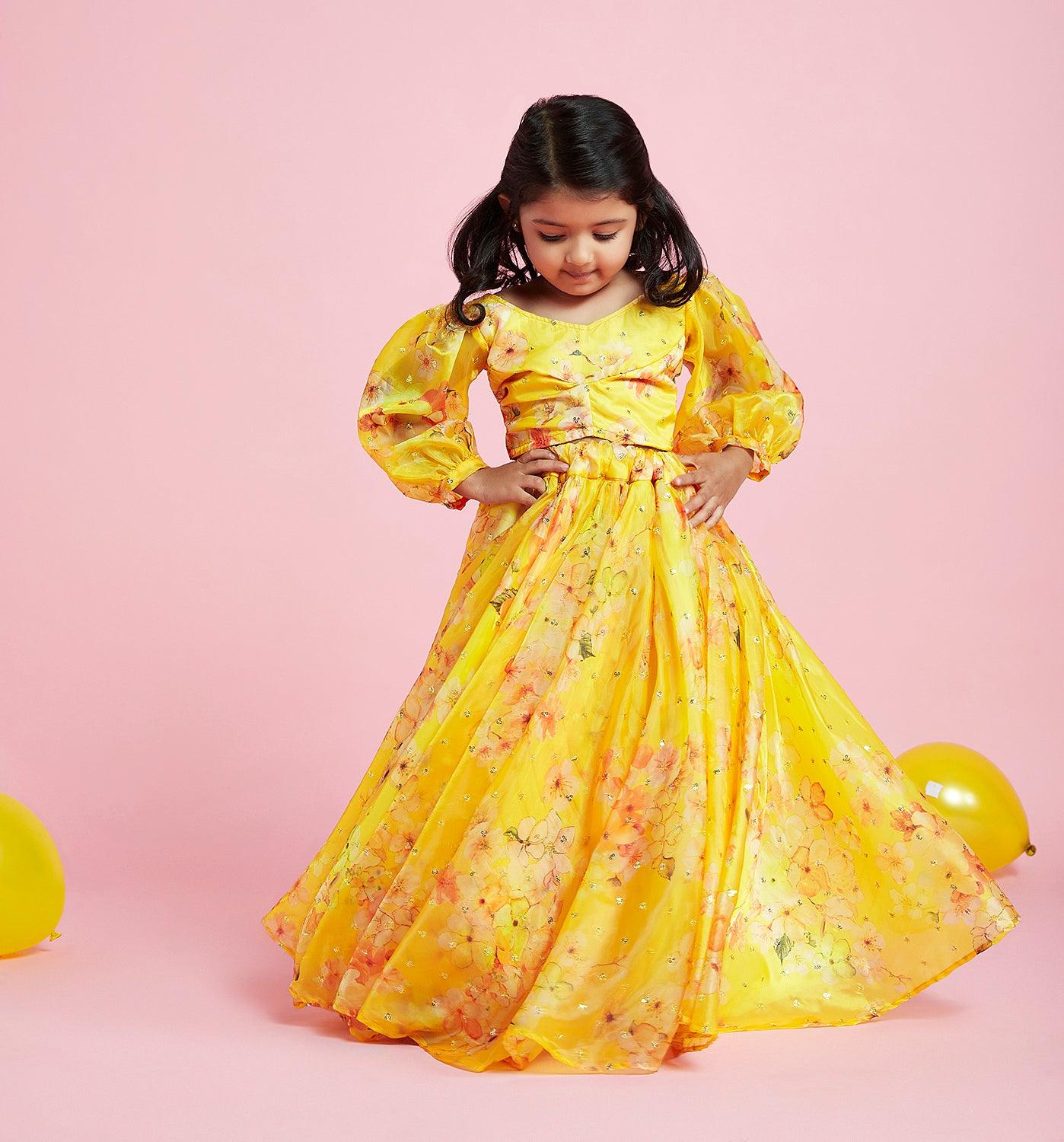 Mini Ananya Floral Lehenga Set - QUERATED