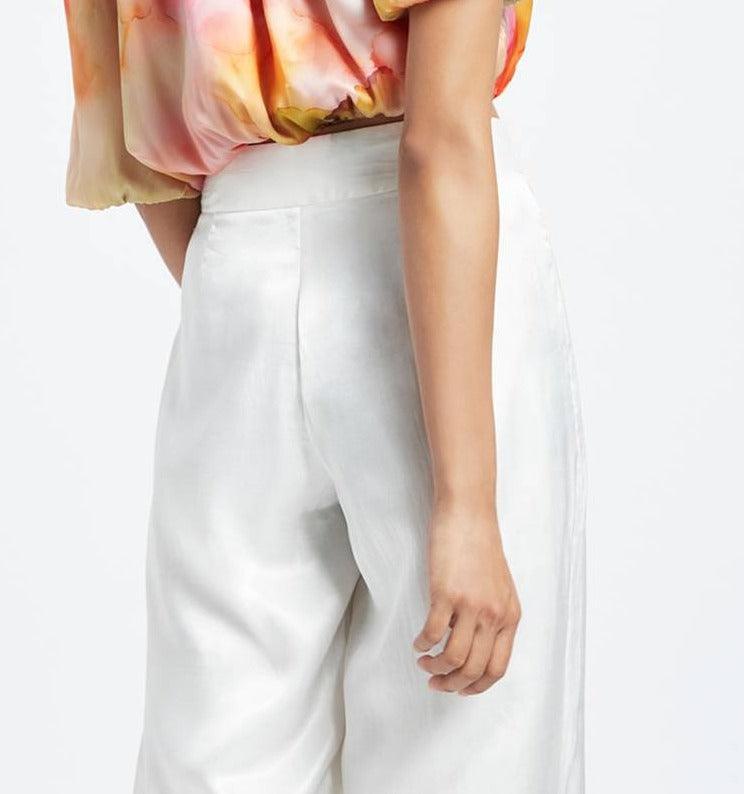 Gloria Oyster White Wide Leg Pants - QUERATED