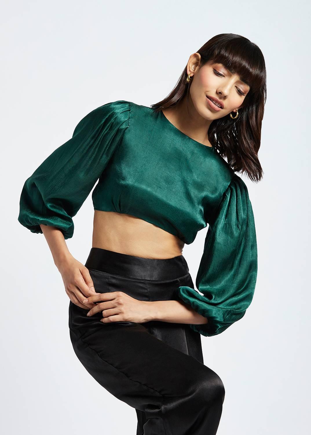 Vera Emerald Green Backless Top - QUERATED