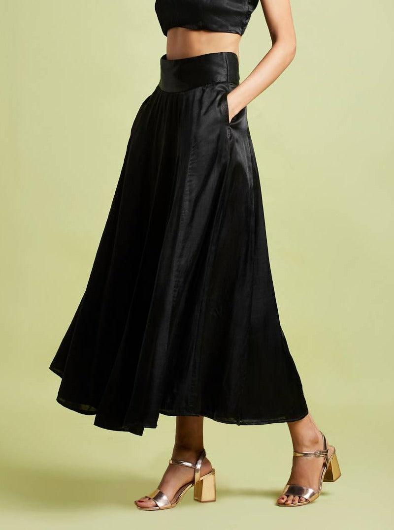 Mae Midnight Black Flared Skirt - QUERATED