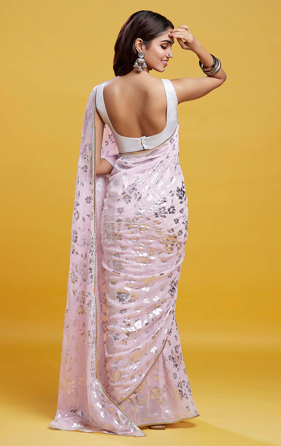 Baby Pink Barfi Saree - QUERATED