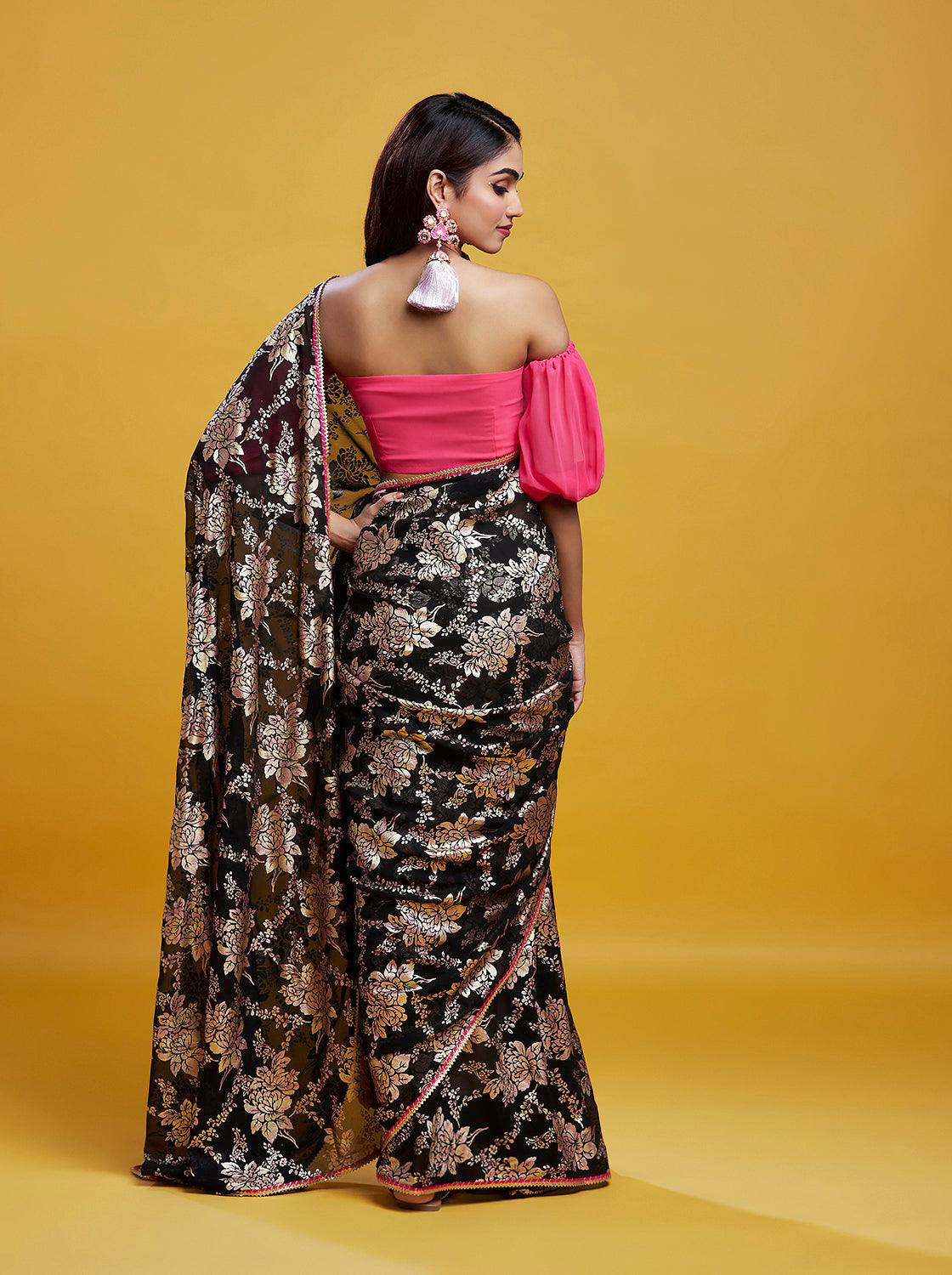 Black Barfi Saree