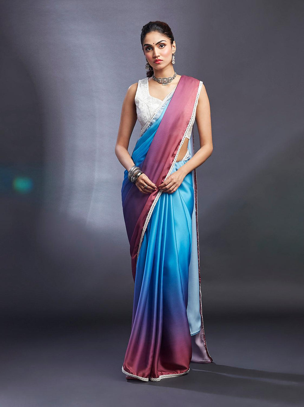 Purple & Blush Ombre Saree