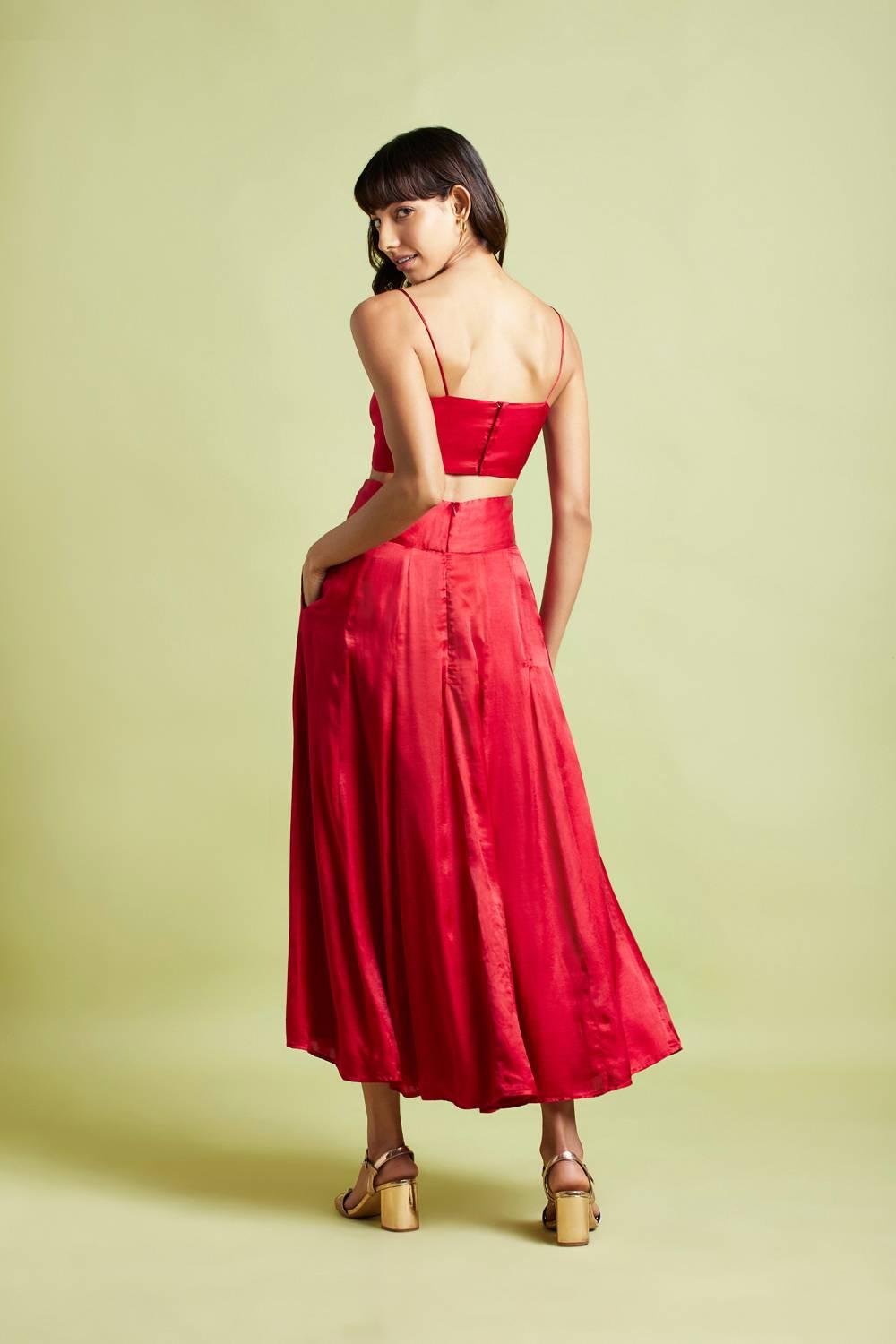 Mae Scarlet Red Flared Skirt - QUERATED