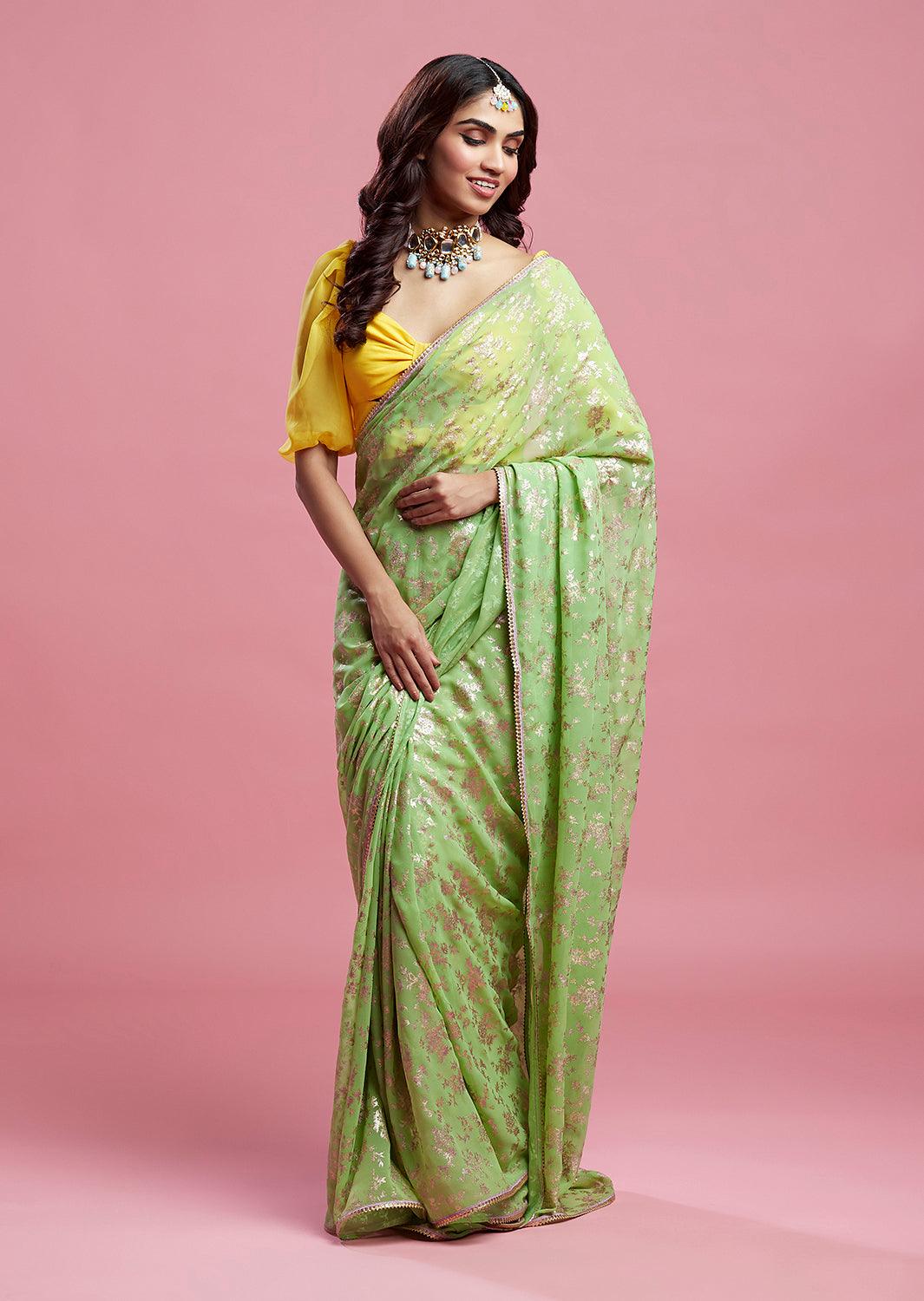 Lime Barfi Saree - QUERATED