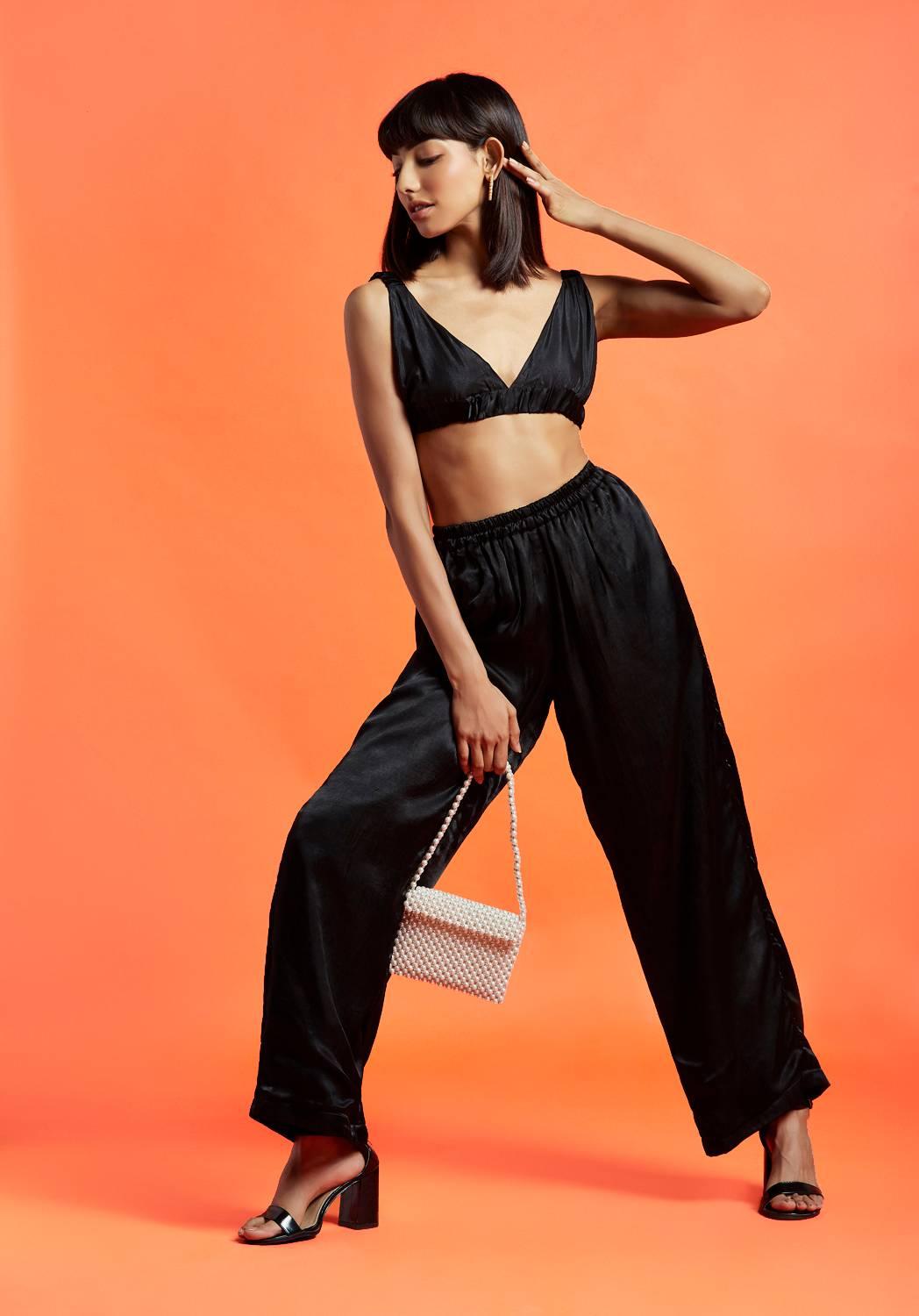 Zoe Midnight Black Crop Top - QUERATED