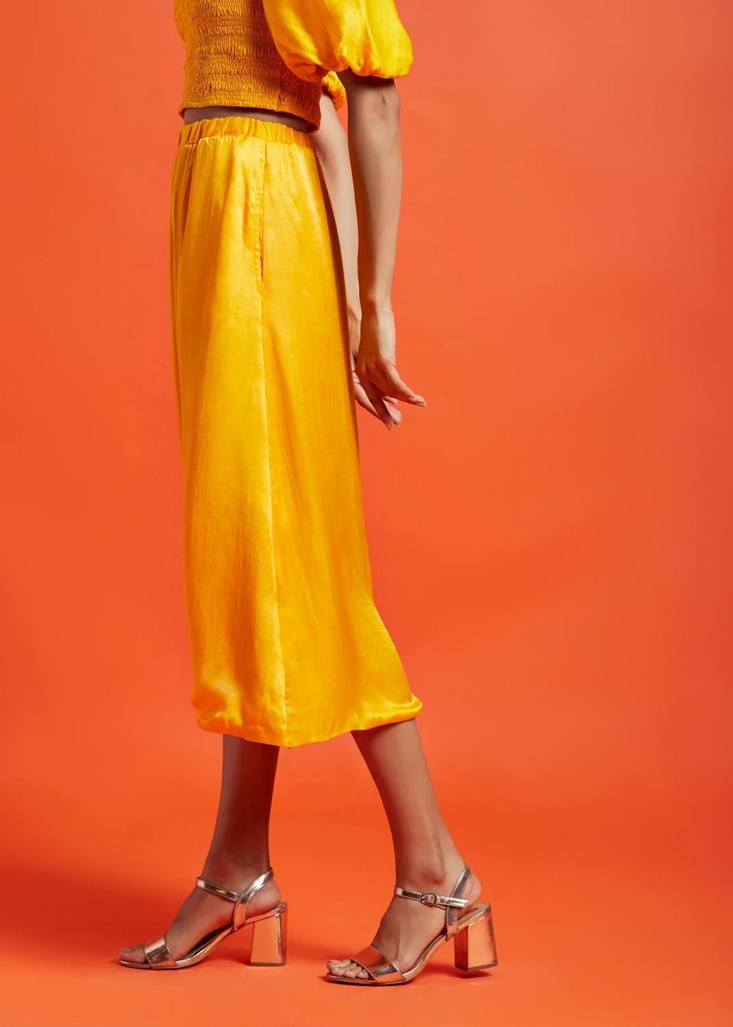 Tatiana Spicy Mustard Midi Skirt - QUERATED