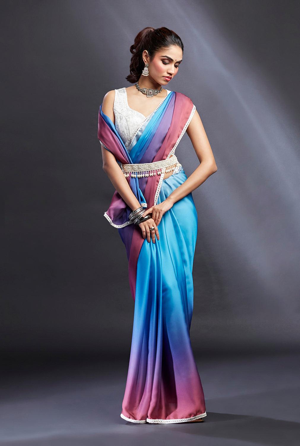 Purple & Blush Ombre Saree - QUERATED