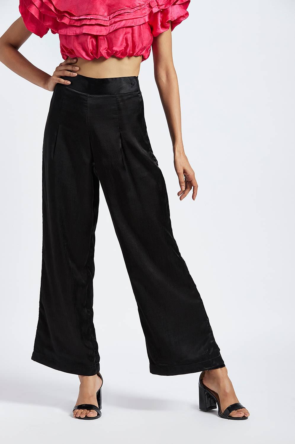 Gloria Midnight Black Wide Leg Pants