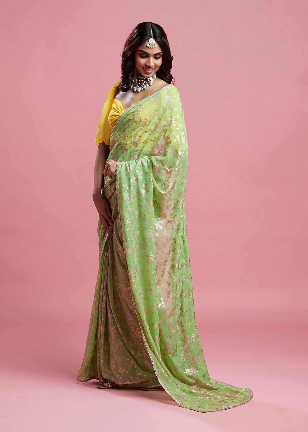 Lime Barfi Saree - QUERATED