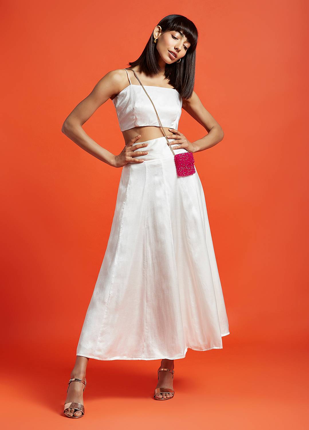 Mae Oyster White Flared Skirt - QUERATED