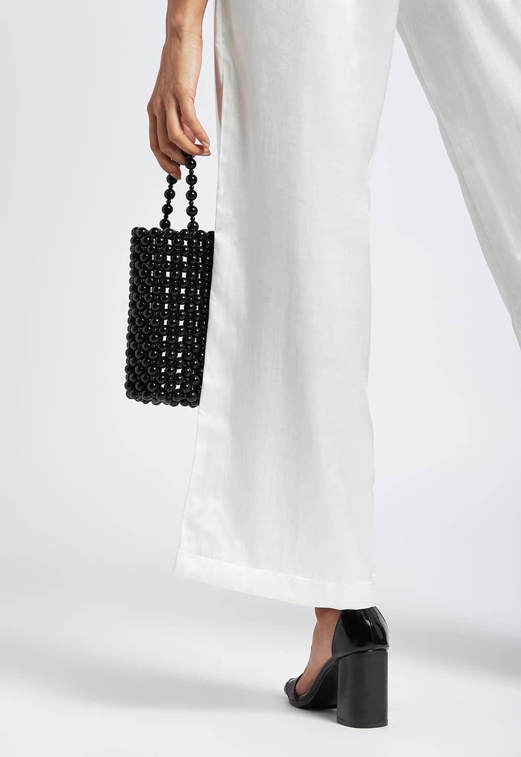 Mackenzie Black Beaded Bottle Bag