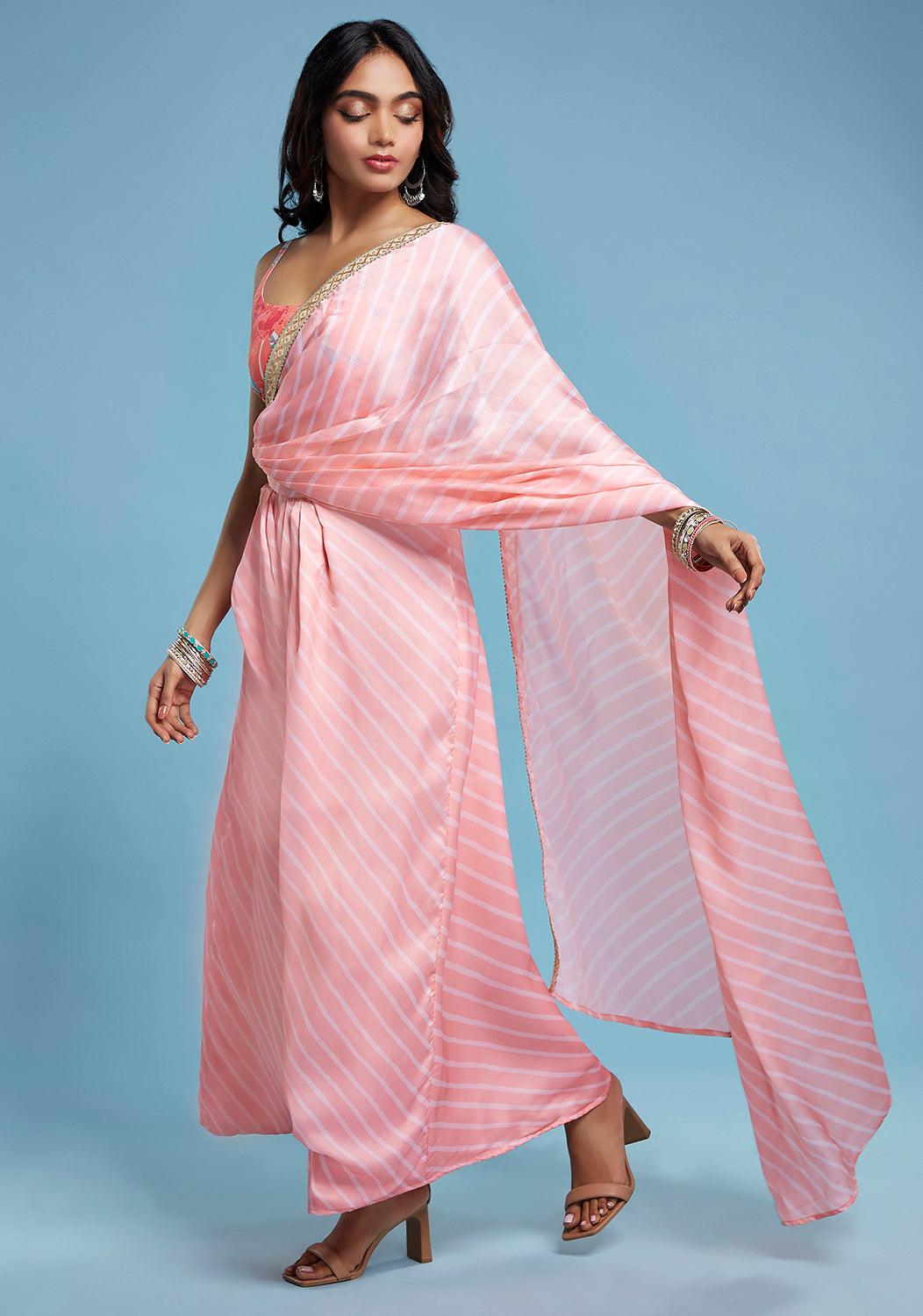 Leheriya Pre-Draped Saree Set - QUERATED