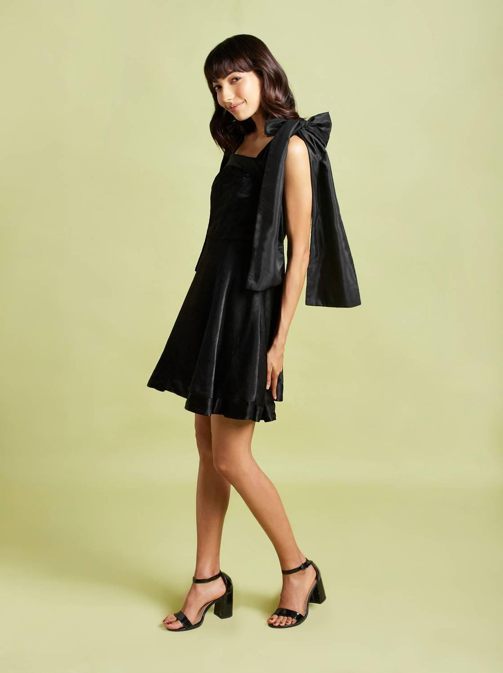 Isabela Midnight Black Bow tie-up Dress