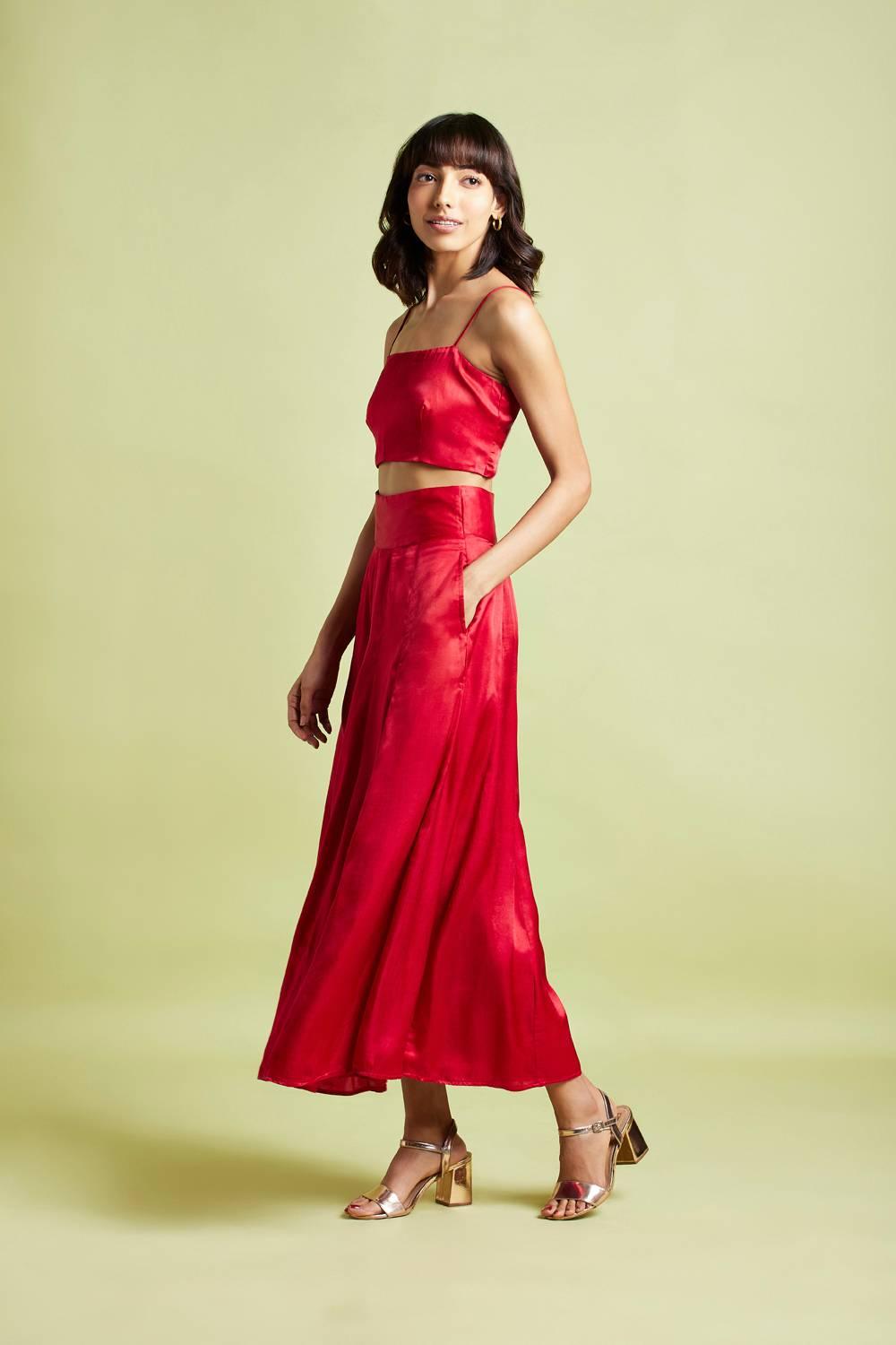 Mae Scarlet Red Flared Skirt - QUERATED