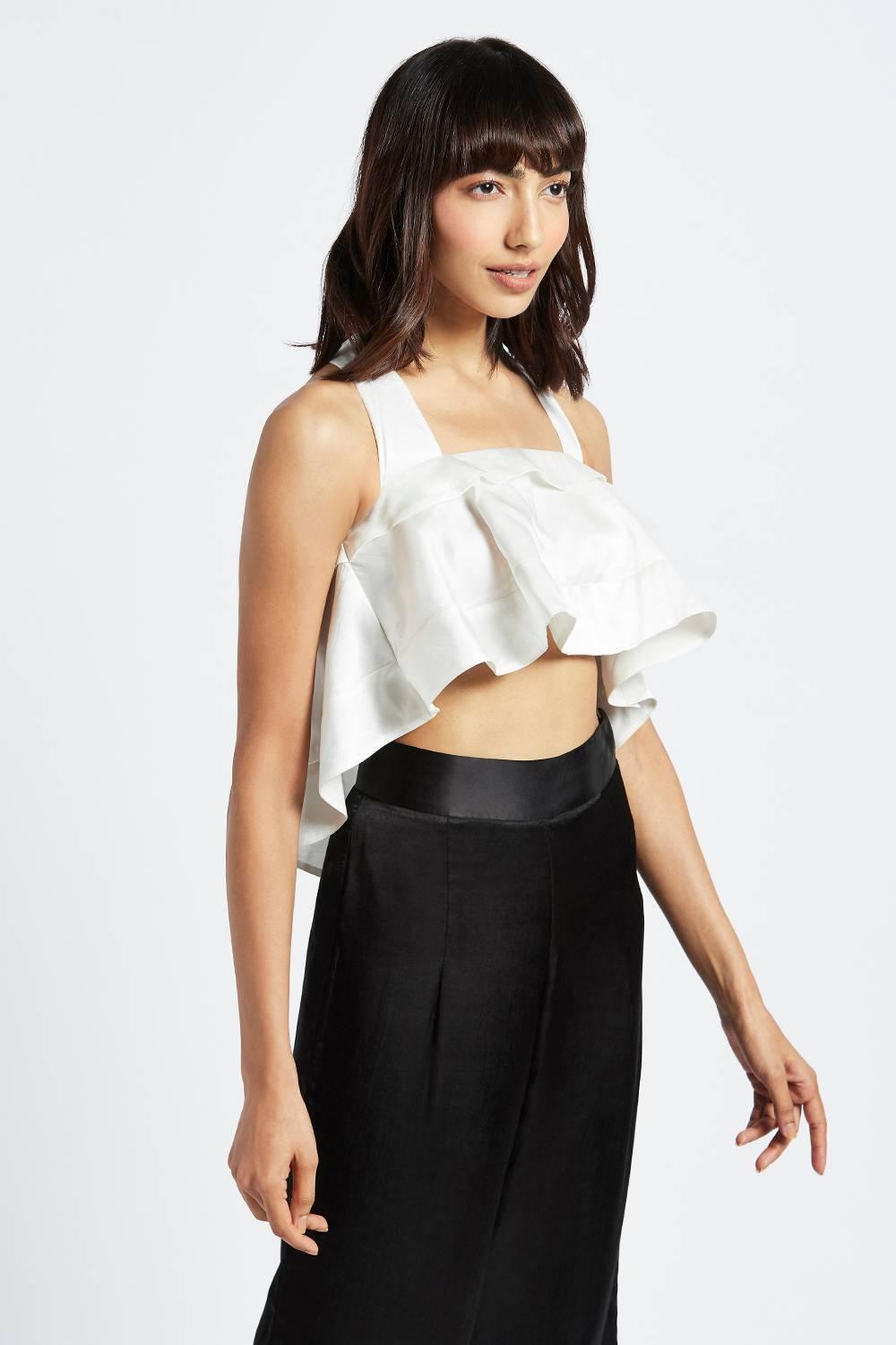 Fia Oyster White Swing Crop Top - QUERATED