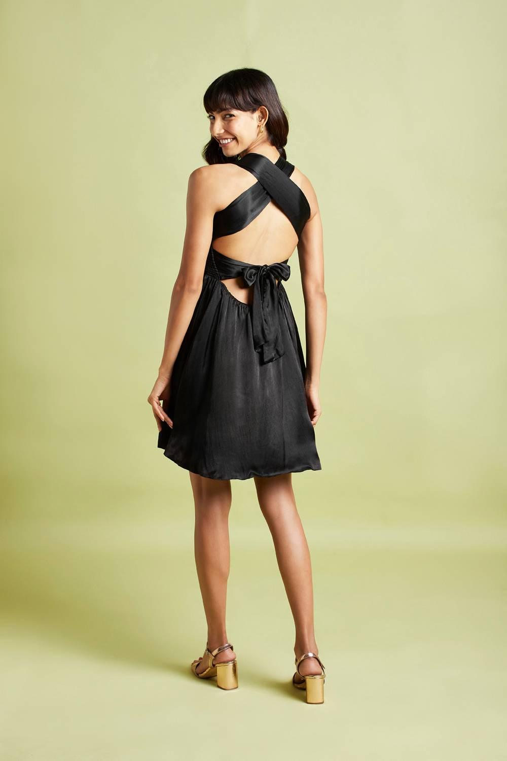 Neves Midnight Black Smocked Dress