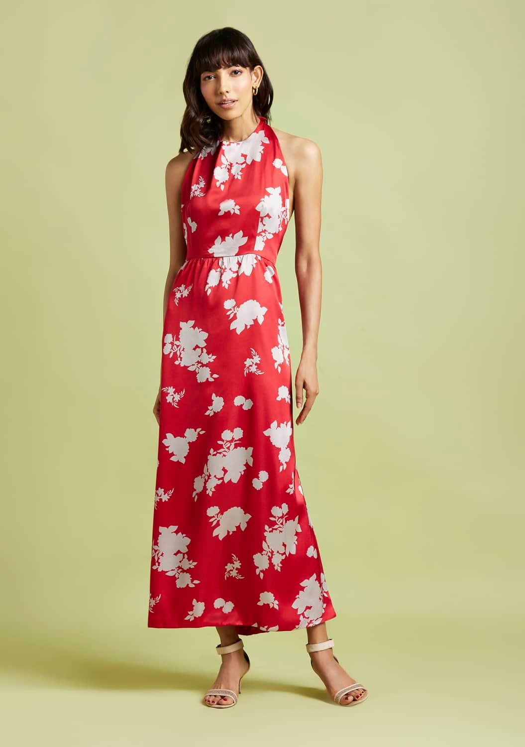 Angelina Printed Halter Maxi Dress - QUERATED