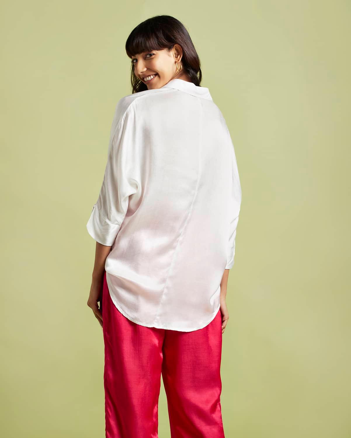 Eva Oyster White Oversized Shirt - QUERATED