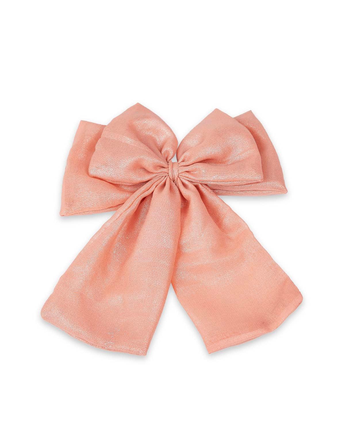 Aria Peach Bow Hair Clip - QUERATED