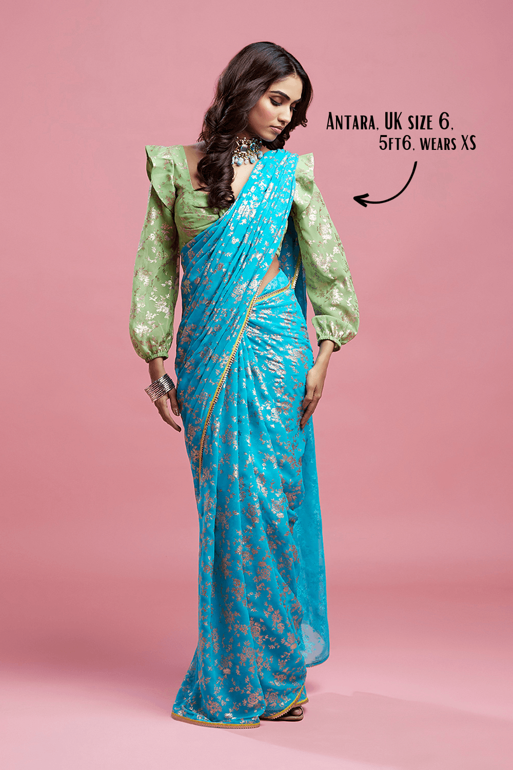 Turquoise Barfi Saree - QUERATED