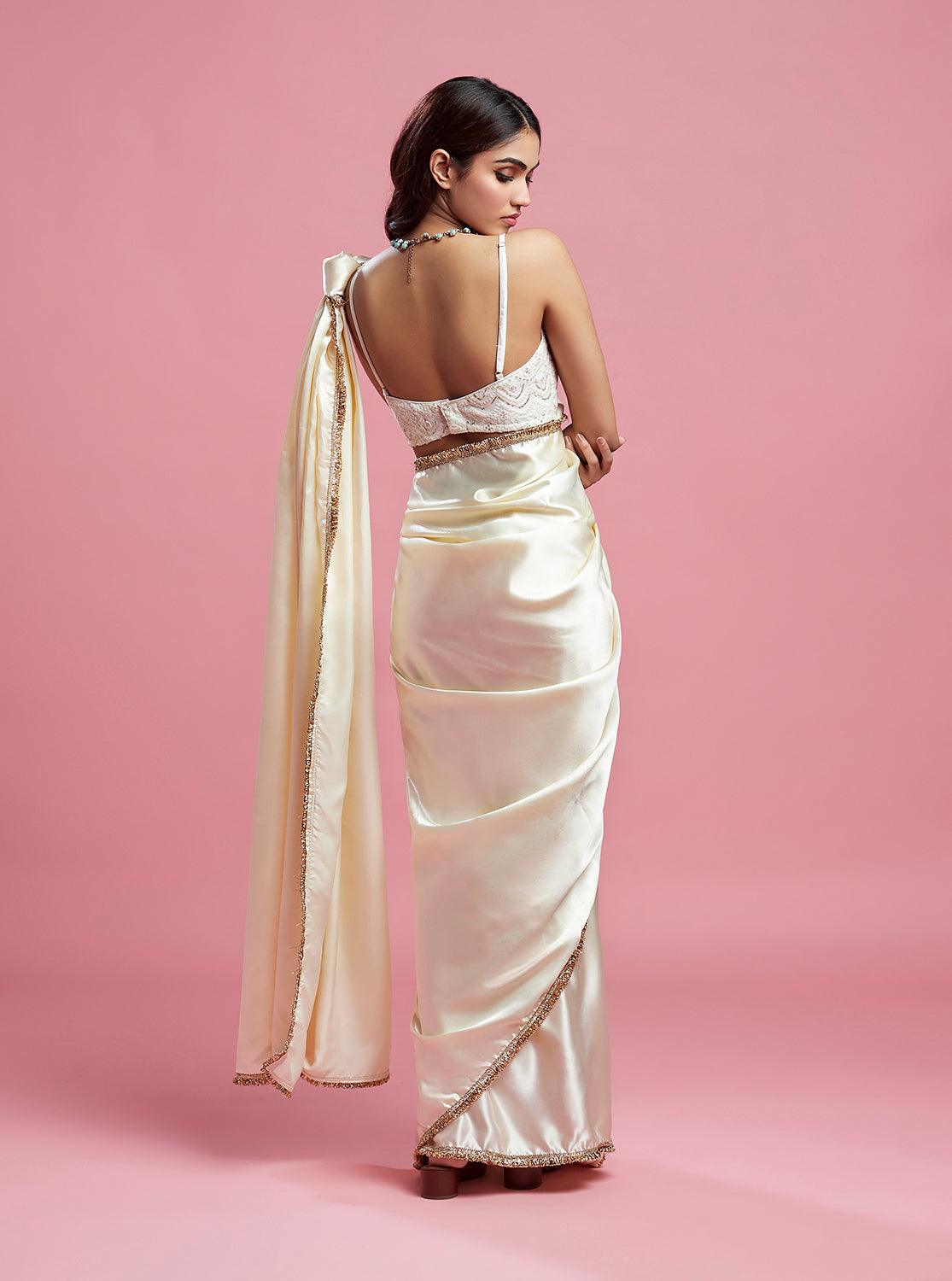 Ivory Cocktail Saree - QUERATED