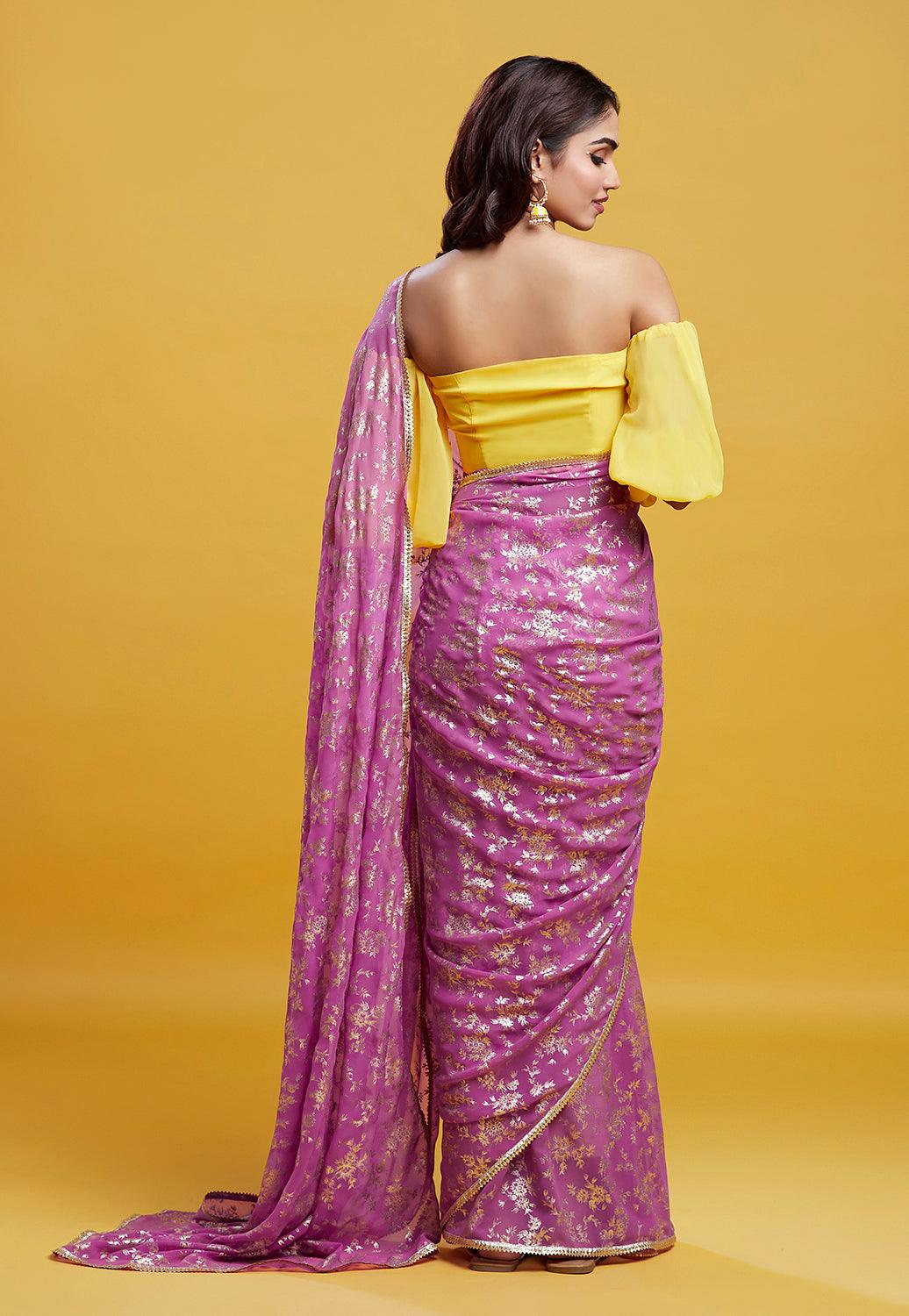 Purple Barfi Saree - QUERATED