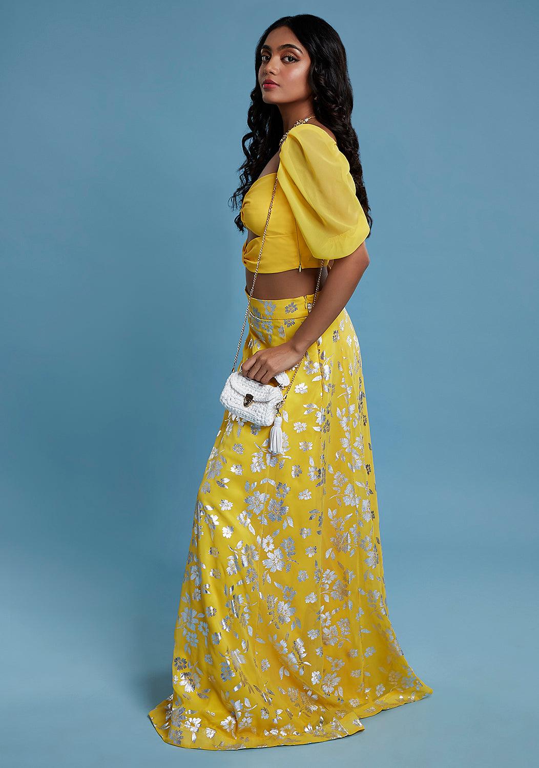 Yellow Bow Lehenga Set - QUERATED