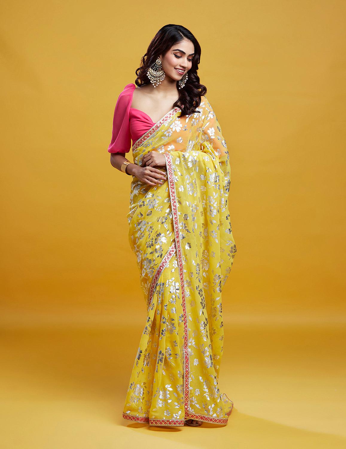 Yellow Barfi Saree - QUERATED