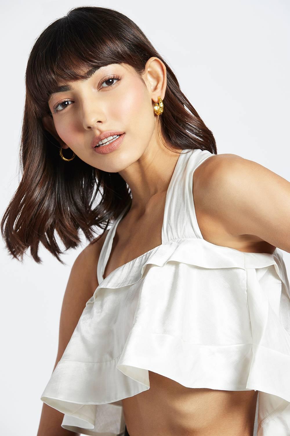 Fia Oyster White Swing Crop Top - QUERATED