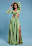 Lime Barfi Front Tie-Up Lehenga Set - QUERATED