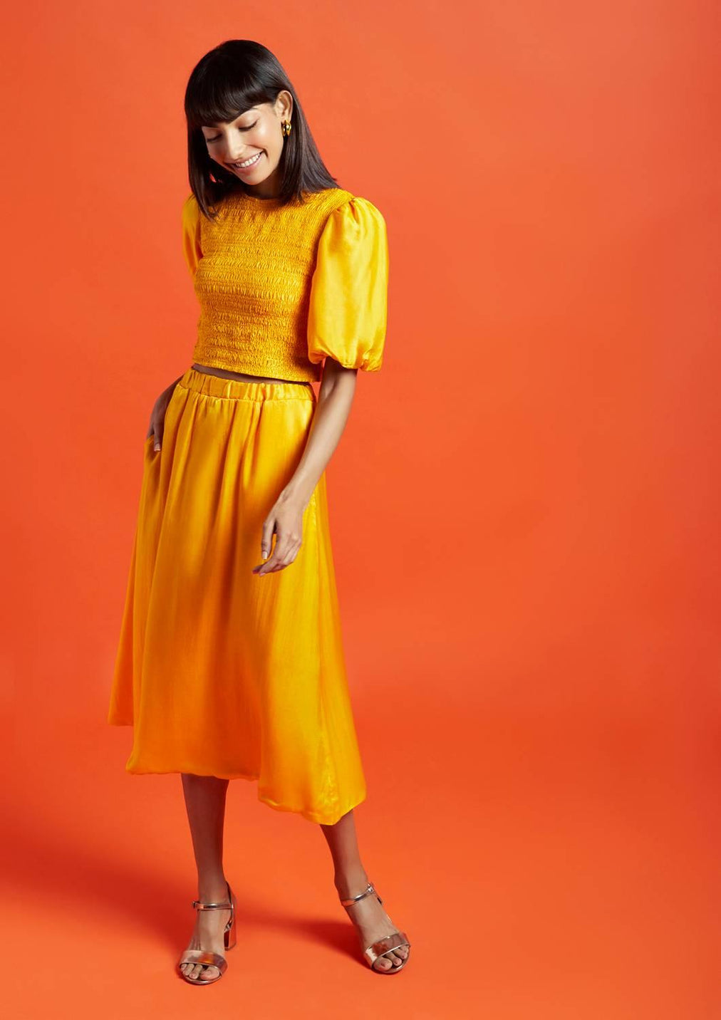 Tatiana Spicy Mustard Midi Skirt