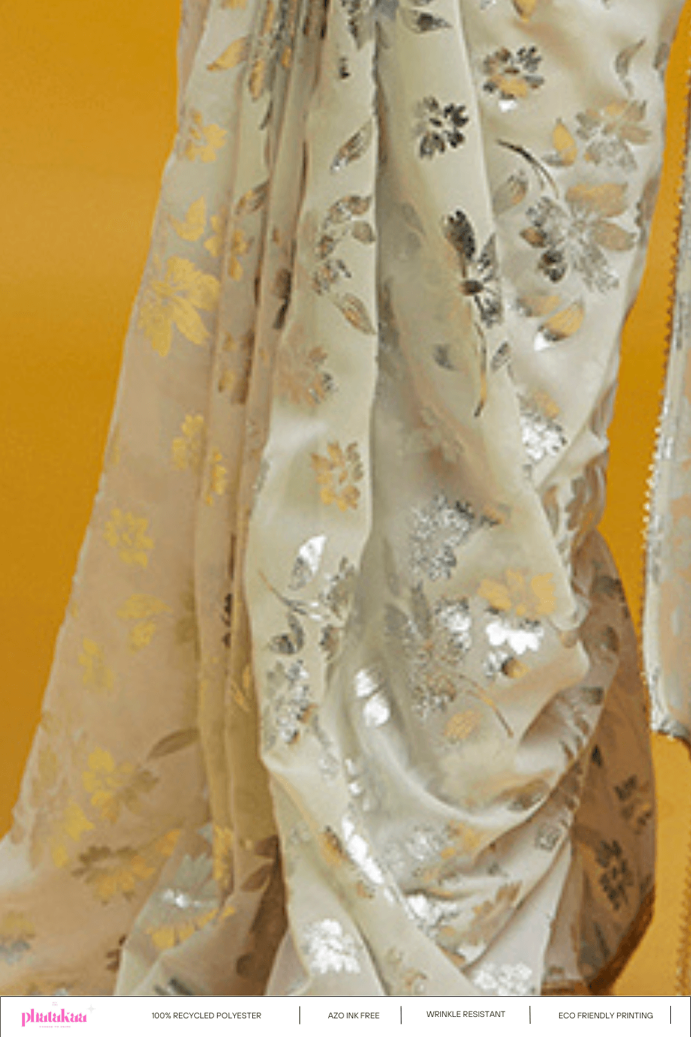 White & Silver Barfi Saree - QUERATED