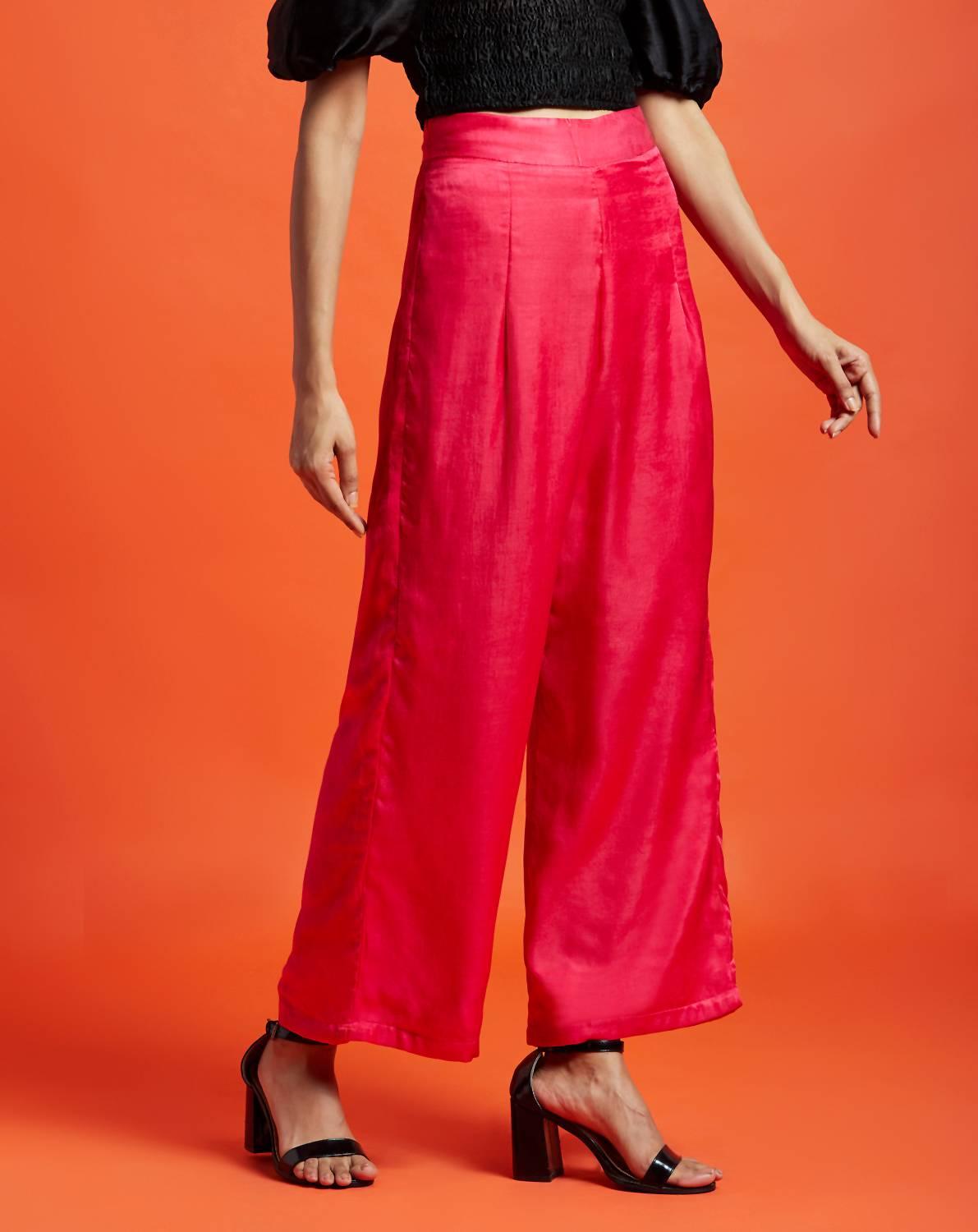 Gloria Fuchsia Pink Wide Leg Pants - QUERATED