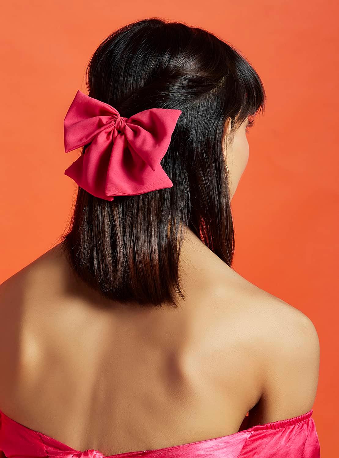 Hazel Fuchsia Bow Hair Clip - QUERATED