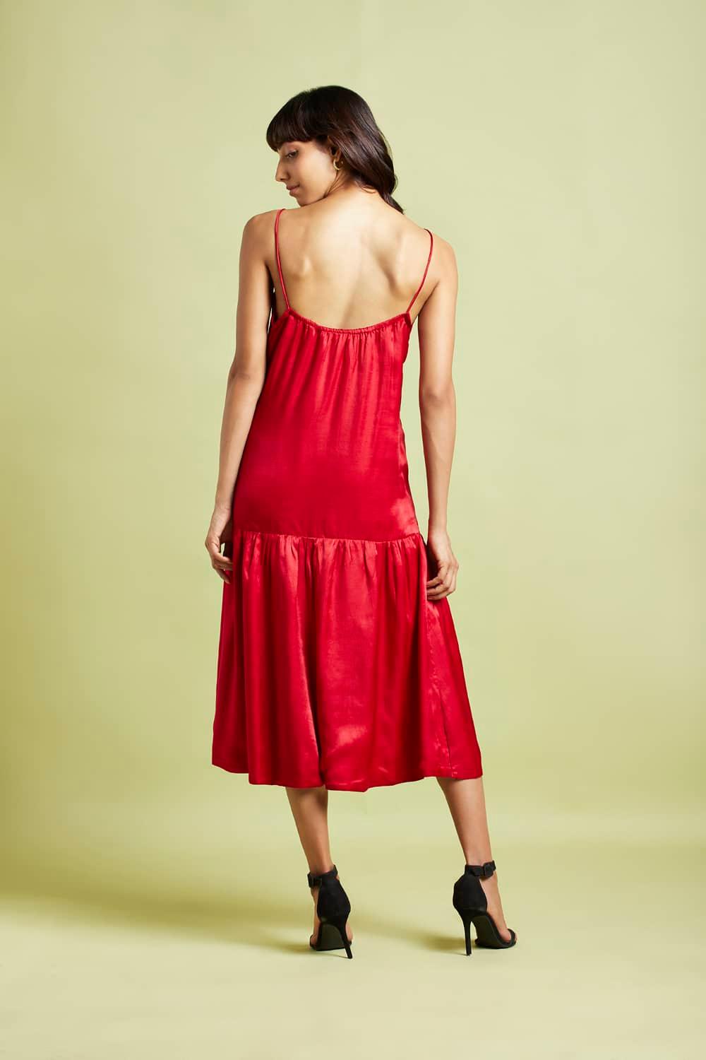 Mara Scarlet Red Slip Dress - QUERATED